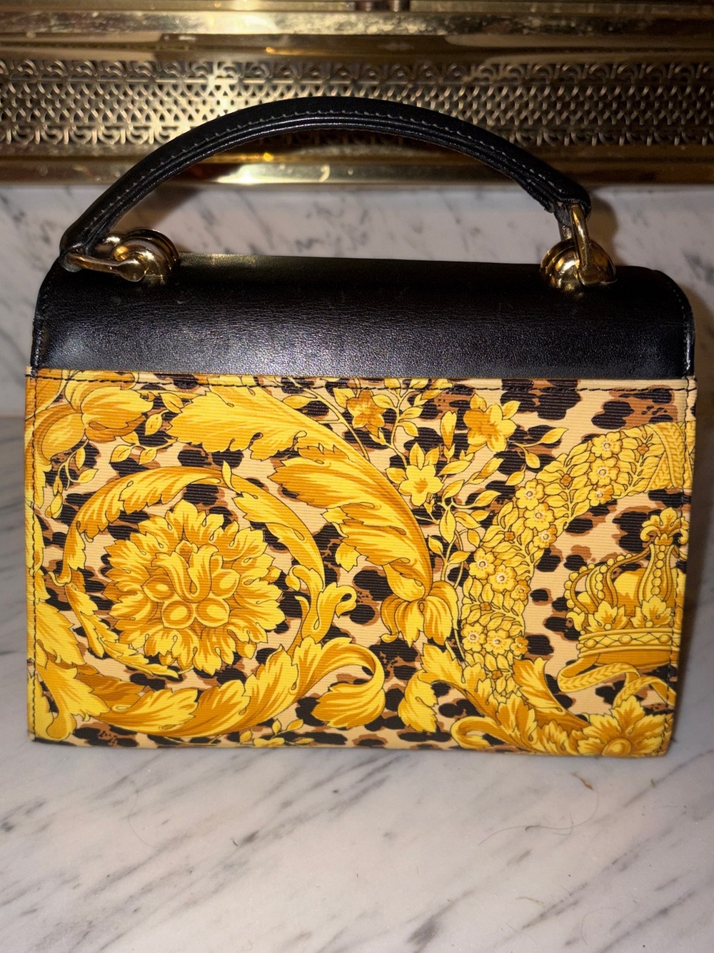 Versace Baroque Kelly Top Handle Flap 2way Crossbody Bag 1VER822K and Wallet Set - Picture 6 of 16